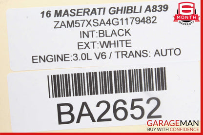 14-17 Maserati Ghibli Front Right Side Mirror Door Rear View White