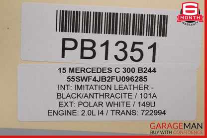 15-20 Mercedes W205 C300 C350e Rear Left Driver Side Top Upper Seat Cushion OEM
