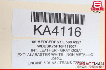 03-08 Mercedes R230 SL500 Rear Right Seat Belt Retractor Speaker Luggage Assy