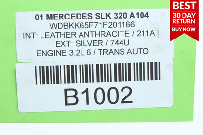 01-04 Mercedes R170 SLK320 3.2L V6 Right Side Engine Camshaft Cylinder Head A104