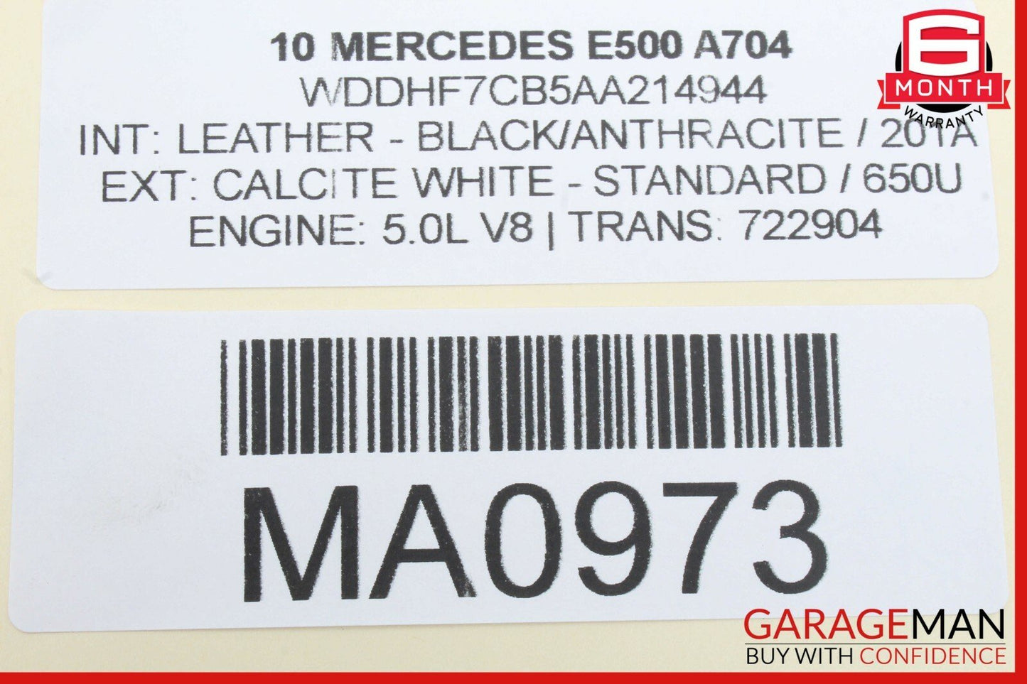 10-16 Mercedes W212 E500 E400 E350 Interior Rear View Mirror Gray 6250327000