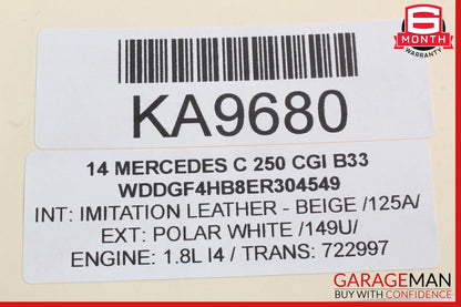 08-14 Mercedes W204 C250 Front Right Side Seatbelt Seat Belt Retractor Beige