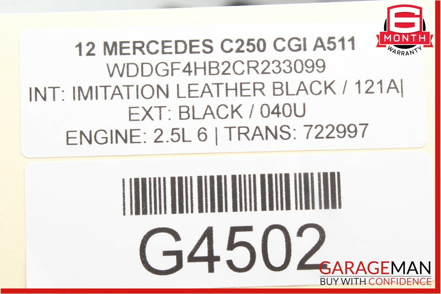 08-14 Mercedes W204 C250 Rear Right Passenger Side Exterior Door Handle Black