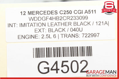 08-14 Mercedes W204 C250 Rear Right Passenger Side Exterior Door Handle Black