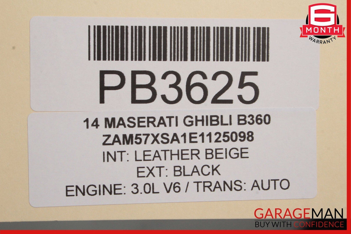 14-17 Maserati Ghibli Rear Right Side Interior Door Trim Panel Assembly Black