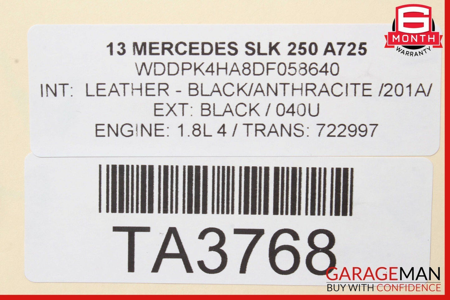 12-15 Mercedes R172 SLK250 1.8L Rear Differential Diff Axle Carrier 3.07 OEM