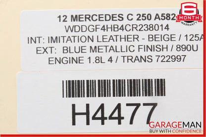 08-14 Mercedes W204 C250 Sedan Rear Right Side Door Window Regulator Motor