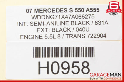 07-13 Mercedes W221 S550 CL550 Dynamic Seat Seats Pressure Vacuum Tank