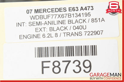 07-09 Mercedes W211 E63 AMG Front Left Side Seatbelt Seat Belt Retractor Black