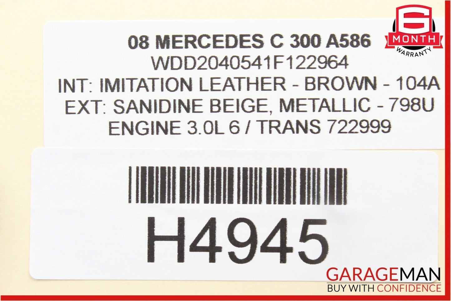 08-11 Mercedes W204 C300 Rear Left Side Door Lock Latch Actuator w/ Handle Beige