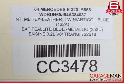 03-06 Mercedes W211 E320 Wagon 2nd Row Rear Right Lower Bottom Seat Cushion OEM