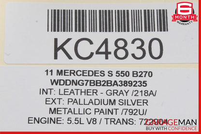 10-13 Mercedes S400 S550 CL550 Front Top Upper Interior Rear View Mirror Gray
