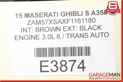 14-17 Maserati Ghibli Rear Left Driver Side Upper Trim Cover Panel Black OEM