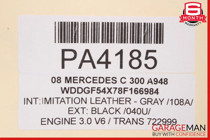 08-14 Mercedes W204 C250 Front Right Passenger Side Top Upper Seat Cushion Gray