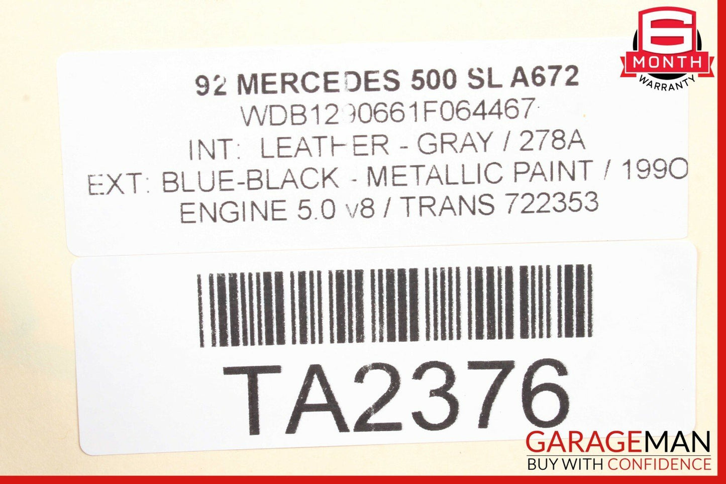 90-02 Mercedes R129 SL320 SL500 SL600 Trunk Lid Deck Shell Cover Blue Black OEM