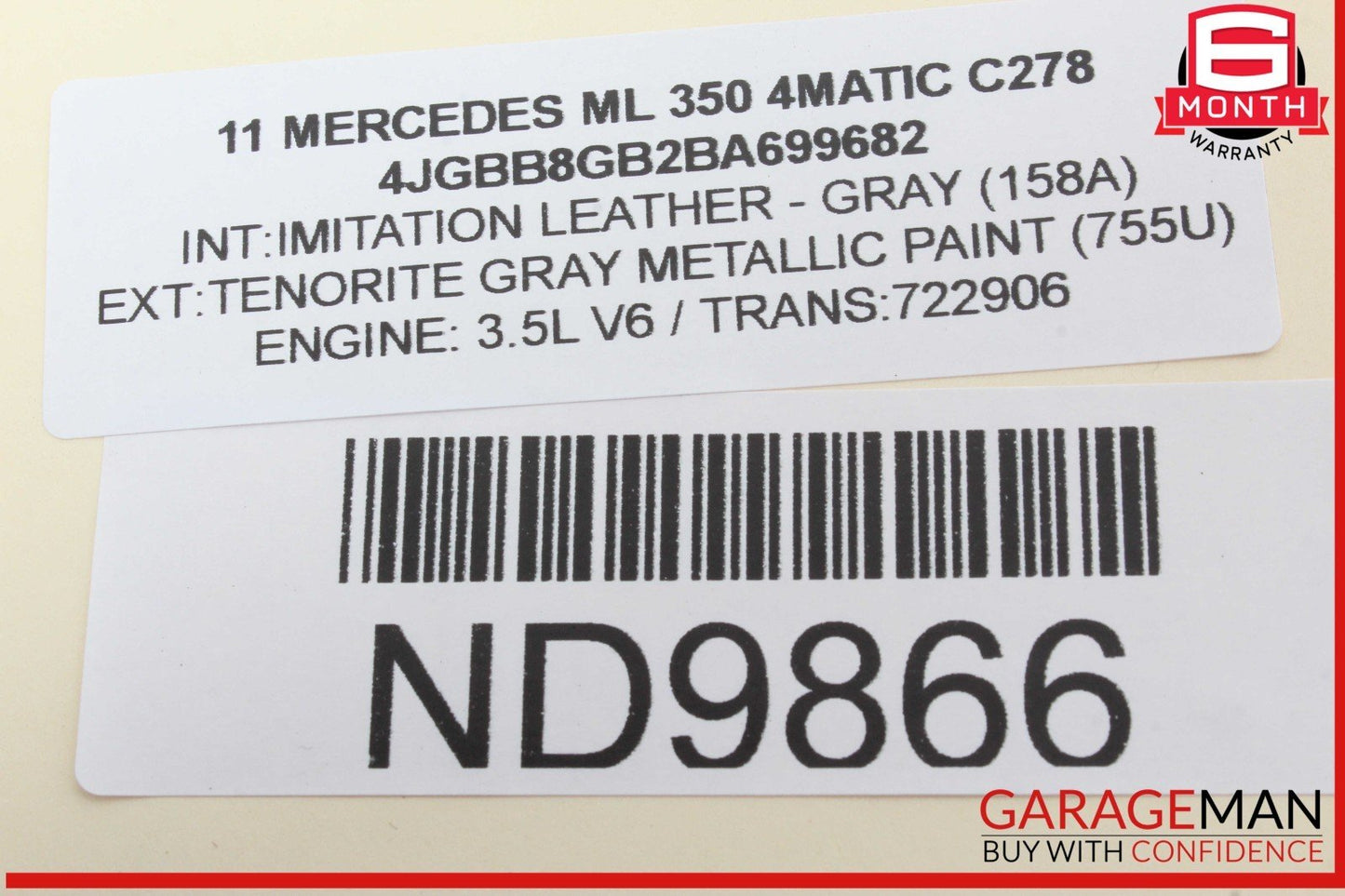 09-11 Mercedes W164 ML350 4MATIC Front Left Driver Side Fog Light Foglight Lamp
