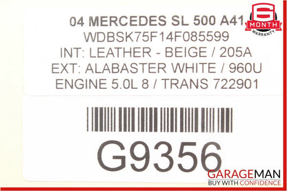 03-08 Mercedes R230 SL500 Front Left Side Seat Adjustment Control Switch