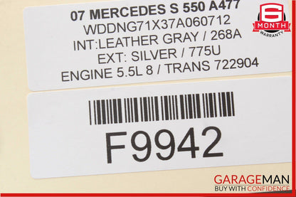 07-09 Mercedes W221 S550 Front Left Driver Side Mirror Door Rear View Silver