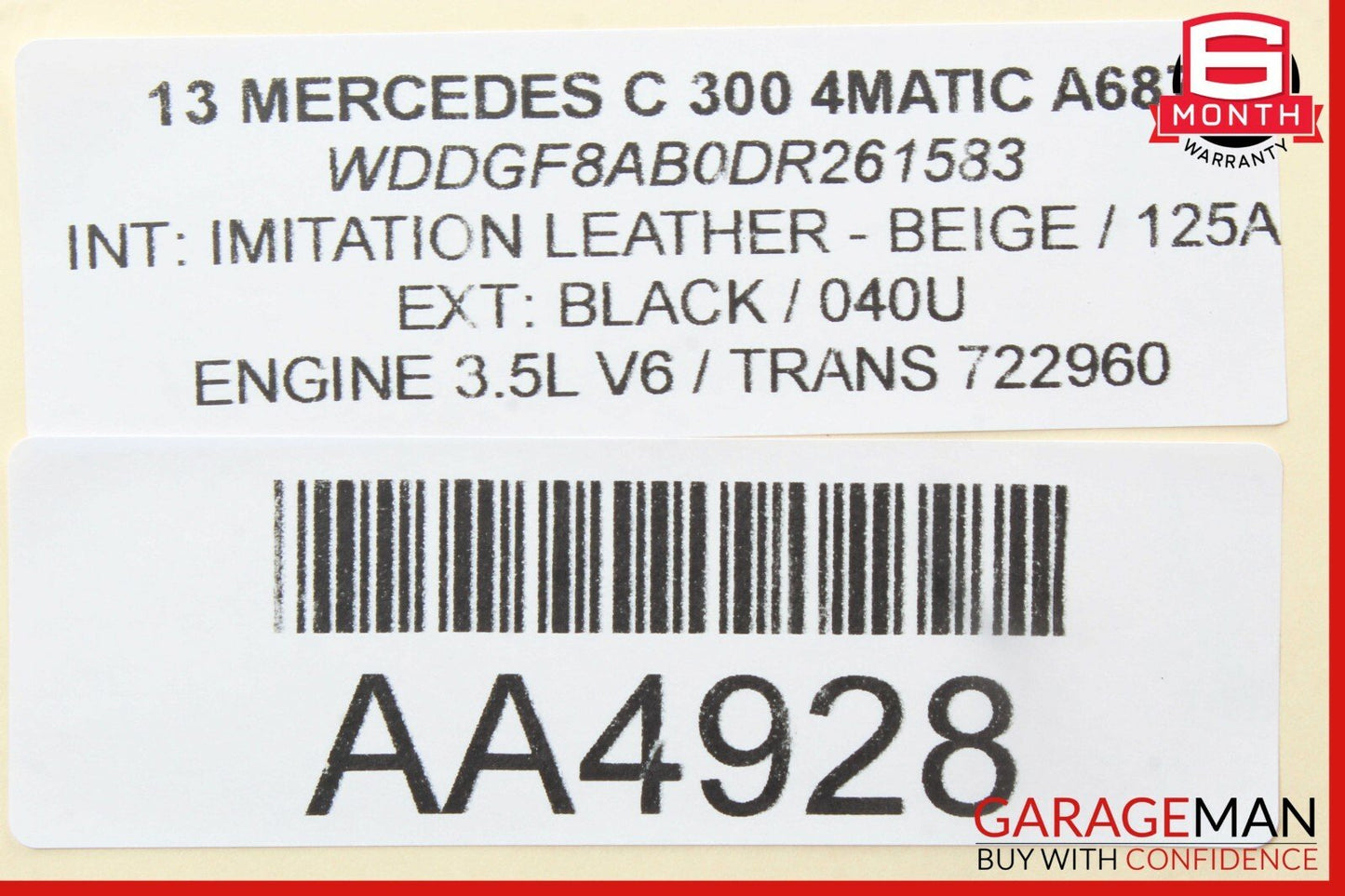 08-14 Mercedes W204 C300 Sedan Rear Right Door Window Regulator Motor Unit