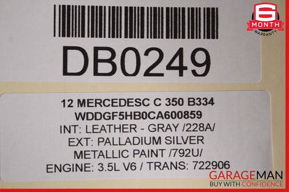 12-14 Mercedes W204 C300 C350 Front Left Side Lower Bottom Seat Cushion Gray OEM