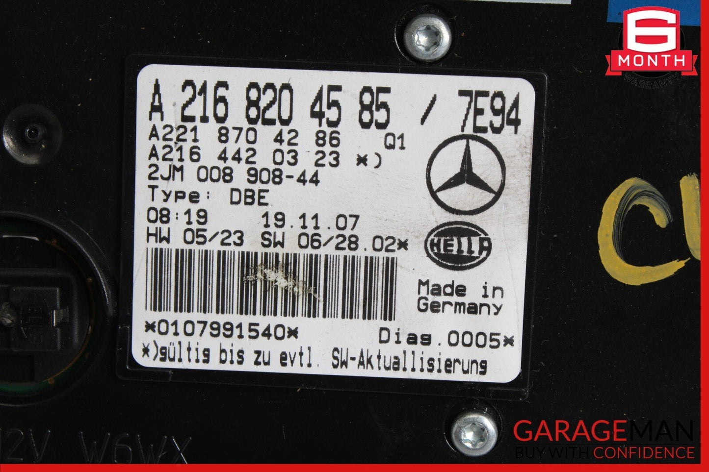 07-10 Mercedes W216 CL550 S550 Overhead Dome Light Sunroof Control Assy Gray OEM