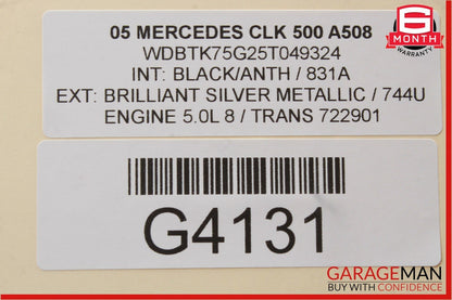 03-09 Mercedes W209 CLK500 Rear Right Side Seatbelt Seat Belt Retractor Black