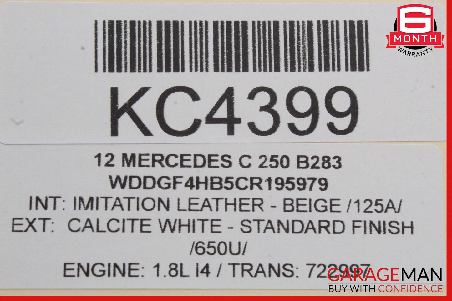 12-14 Mercedes W204 C250 C350 Right Side Rear View Door Mirror White OEM