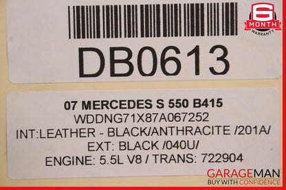 07-13 Mercedes W221 S550 Front Hood Bonnet Cover Panel Assembly Black OEM