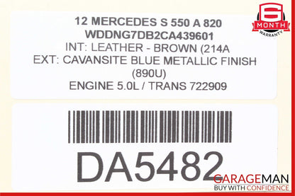 07-13 Mercedes W221 S550 S400 Front Right Door Lock Latch Actuator Keyless Go