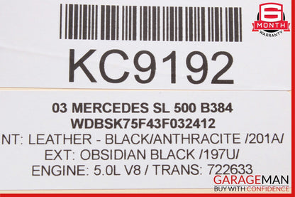 03-11 Mercedes R230 SL500 Rear Right Side Door Window Quarter Auto Glass Tinted