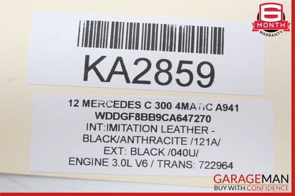 12-14 Mercedes W204 C250 C300 Rear Left Side Exterior Door Handle Black OEM