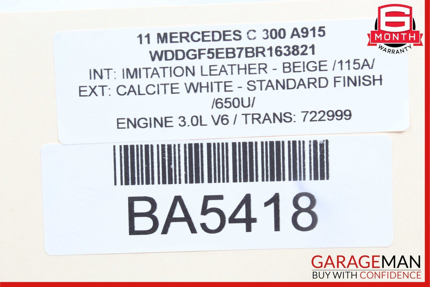 10-11 Mercedes W204 C300 C350 Front Left Driver Side Rear View Door Mirror White
