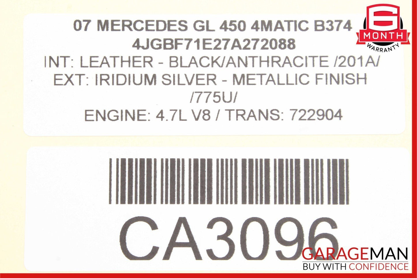 06-13 Mercedes GL450 ML500 Front Right Side Exterior Door Handle Iridium Silver