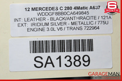 08-14 Mercedes W204 C250 C300 AMG Sport Left Side Skirt Rocker Molding Moulding