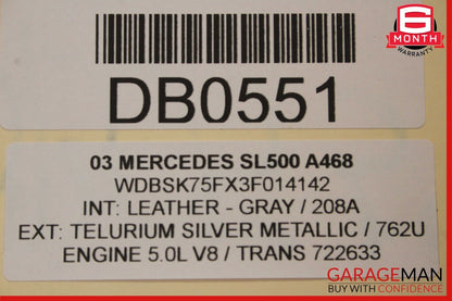 03-06 Mercedes R230 SL500 Front Right Side Upper Top Seat Cushion Cover Gray