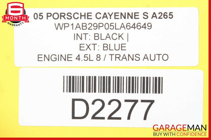 03-06 Porsche Cayenne 955 Rear Right Side Door Plate Window Frame Panel Assembly