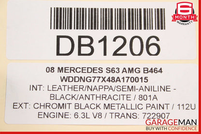 07-09 Mercedes W221 S550 S63 AMG Rear Right Side Interior Door Panel Black OEM