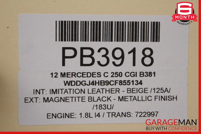10-17 Mercedes C250 E400 E550 C350 Coupe Center Middle Panoramic Roof Glass
