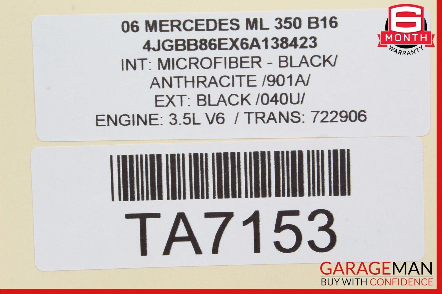 06-12 Mercedes W164 ML350 GL450 Center Console Control Trim Bezel Panel Black