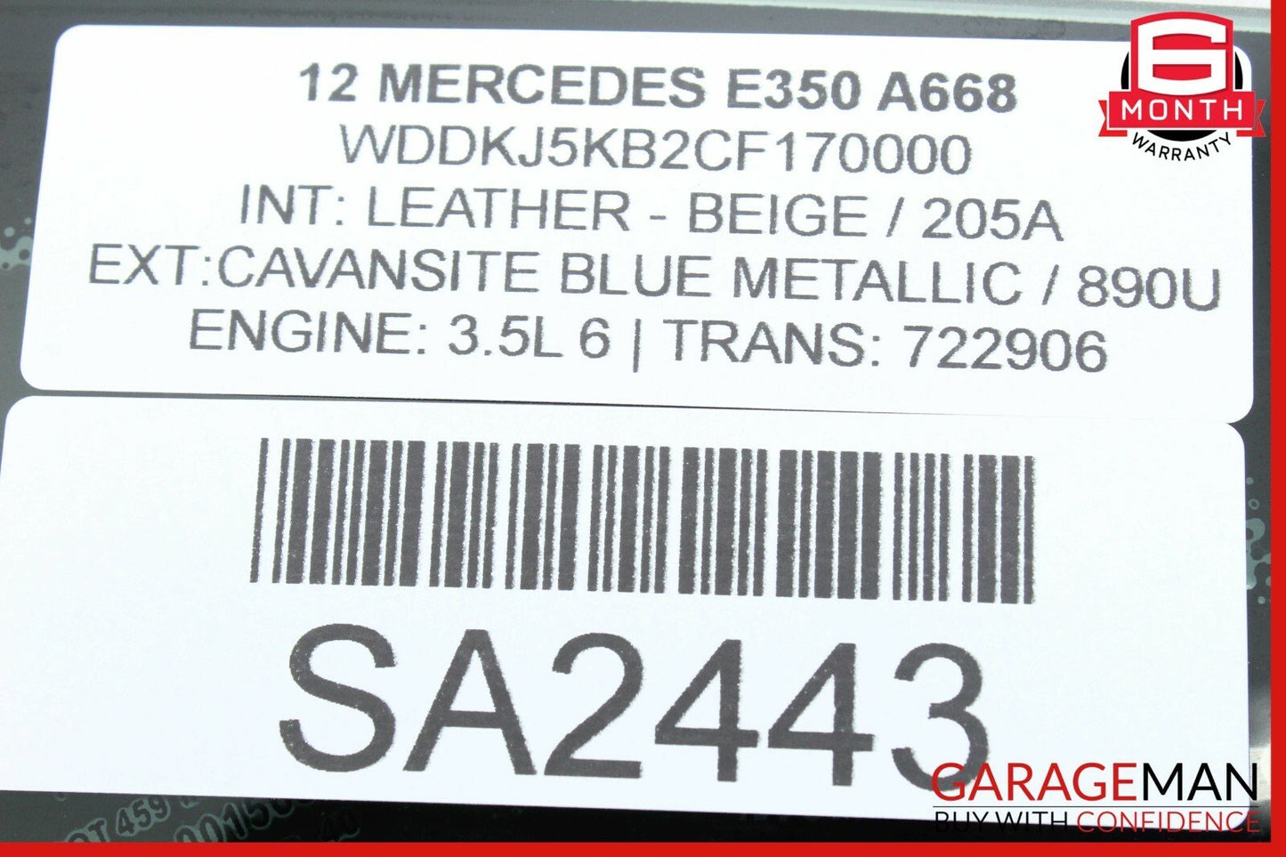 10-13 Mercedes W207 E350 E550 Coupe Rear Left Side Quarter Window Glass OEM