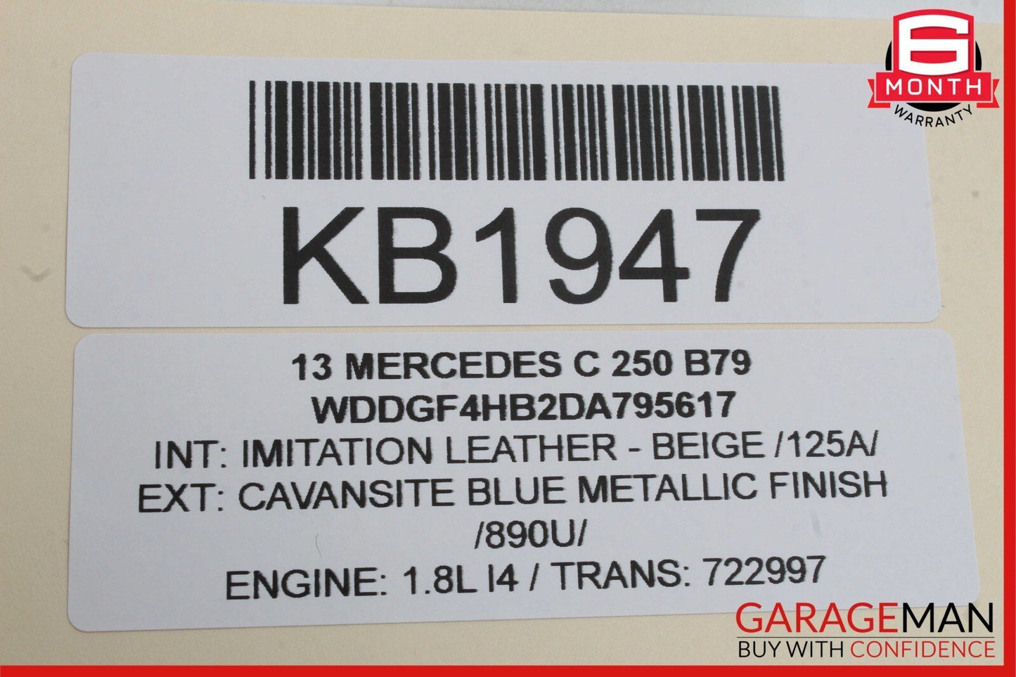 08-15 Mercedes W204 C250 C300 Front Top Upper Rear View Mirror Assembly Beige