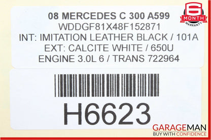 08-11 Mercedes W204 C250 C300 Sedan Front Lower Bumper Carrier Support Panel OEM