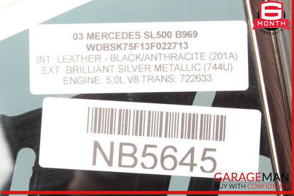 03-12 Mercedes R230 SL500 SL550 Rear Right Window Quarter Glass Regulator Motor