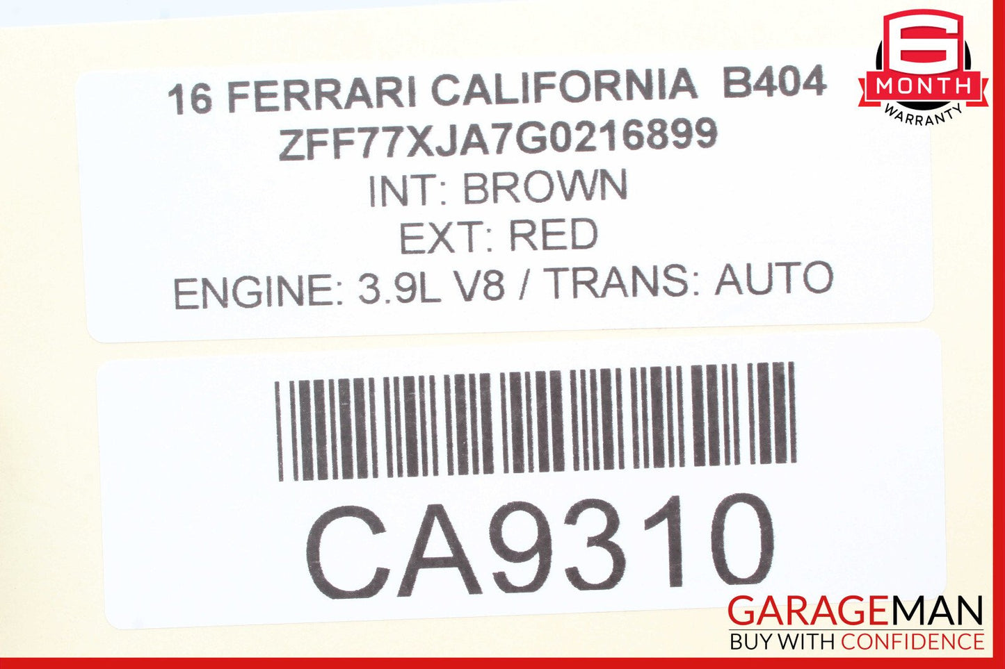 15-18 Ferrari California T Front Windshield Upper Seal Gasket Weather Strip OEM