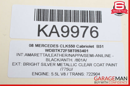 03-09 Mercedes W209 CLK500 Front Right Side Exterior Door Handle Silver OEM