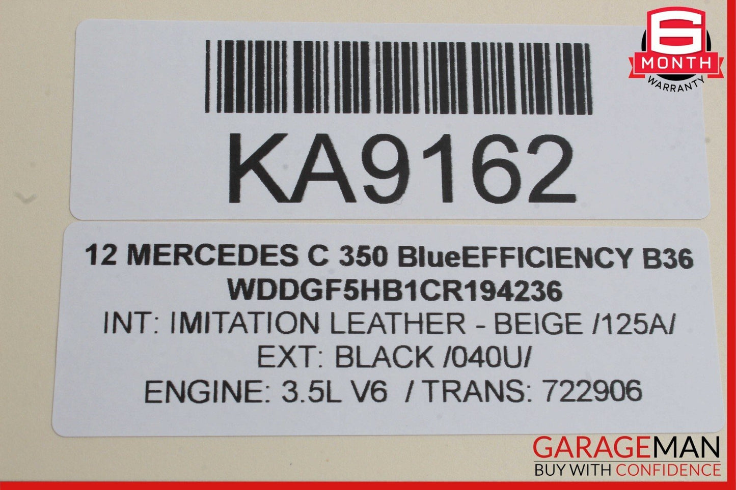 12-17 Mercedes W204 C350 C250 C300 E350 Interior Rear View Mirror Beige OEM