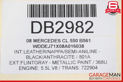 07-10 Mercedes W216 CL550 Front Right Side Interior Door Trim Panel Cover Black