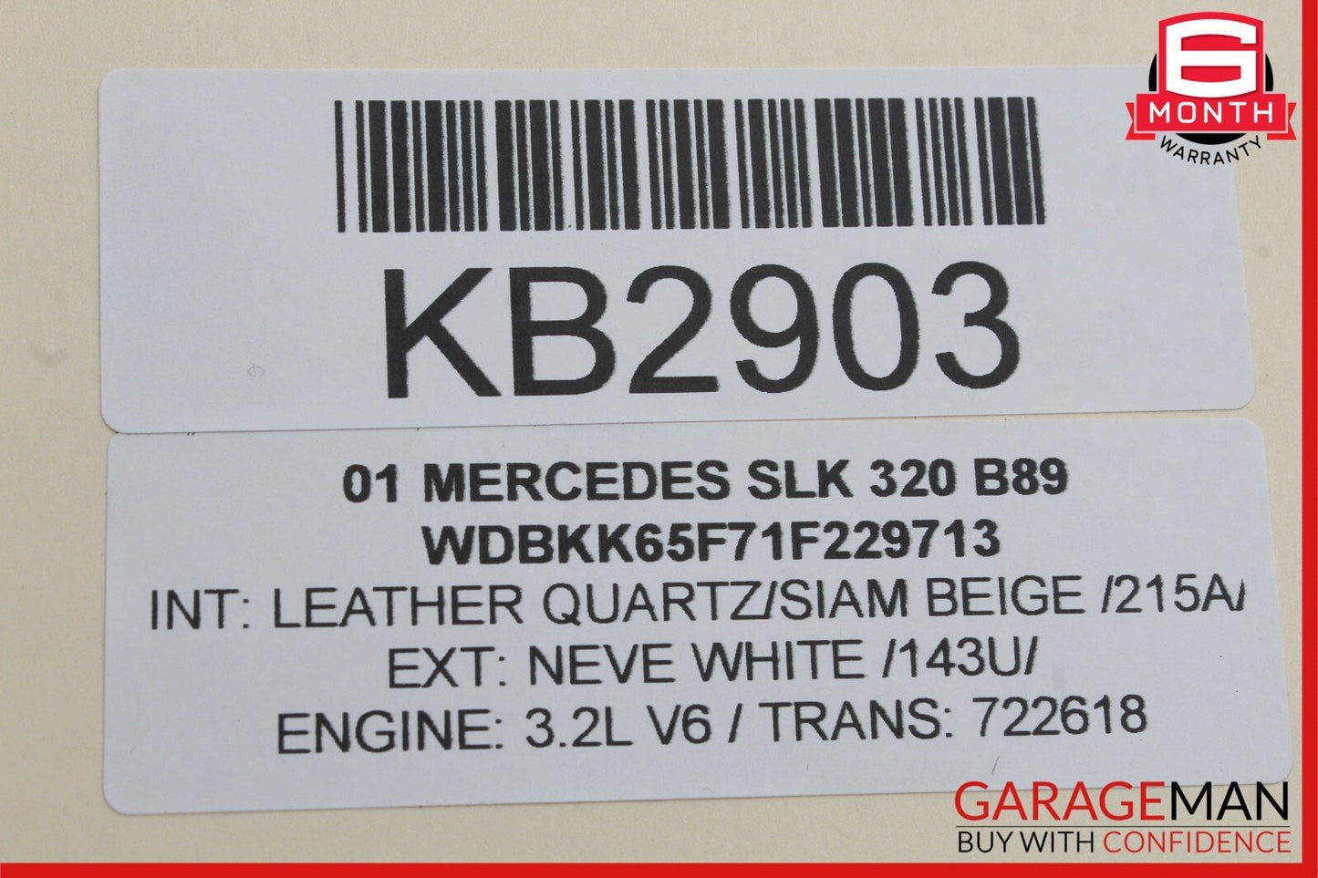 97-04 Mercedes R170 SLK230 SLK320 Convertible Front Top Lock Latch Cylinder