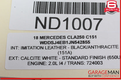 08-21 Mercedes W117 CLA250 C300 GLK350 Rear Overhead Dome Light OEM