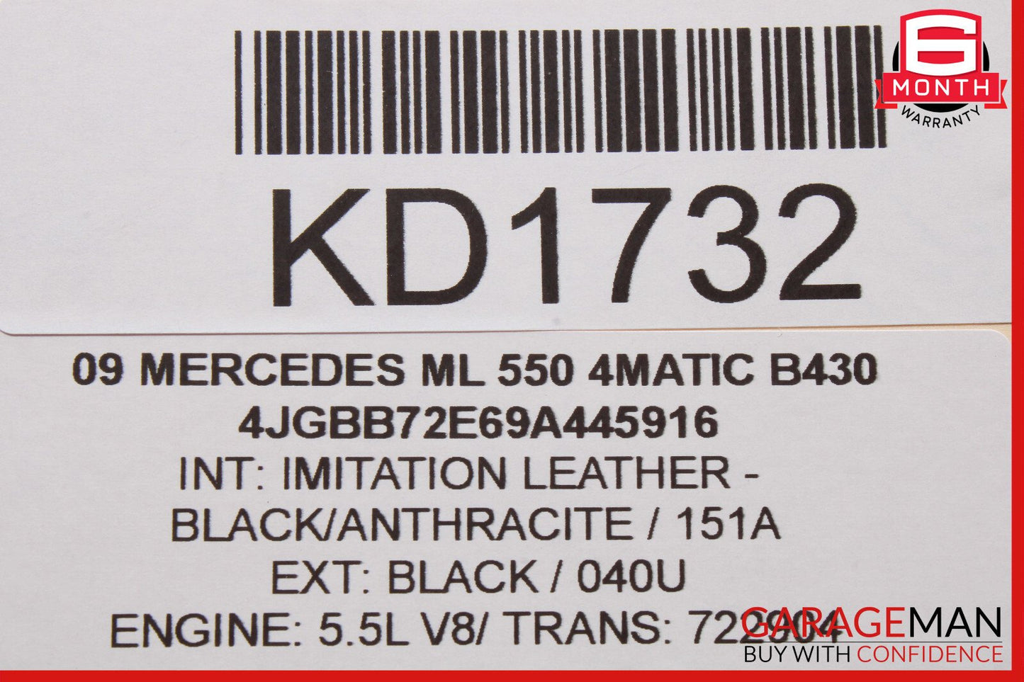 06-12 Mercedes W164 ML550 Upper Radiator Core Tie Bar Support OEM
